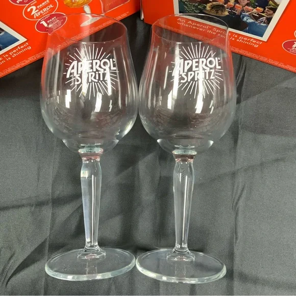 New Aperol Spritz Cocktail Glasses Set Of 2 - Picture 10 of 14